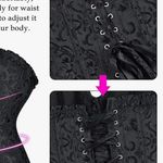 Black Satin Jacquard Lace Up Back Corset Size XL Photo 6