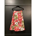 Natori  Anemone Floral Garden pink & green cotton pleated flare midi Skirt S Photo 5