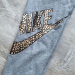 Nike Women Gray Gold Swoosh Just Do It Logo Lightweight Leg A See Legging Size L Photo 3