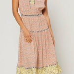 Current Air  Floral Contrast Lace Up Midis Dress XS Photo 0
