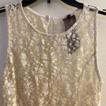 Moon Collection  Womens Ivory Beige Lace Floral Boho Tank Top M Medium 34” Sheer Photo 1