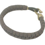 LF  Woven Dark Green Leather Bracelet Gold Hook Unisex Jewelry Photo 0