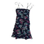 Likely NWT‎  Rowley Mini Navy Floral Ruched Ruffle Square Neck Dress Women's 2 Photo 5