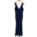 Maniju Baltic Born Navy V Neck Gown size Large Pearls V Back Long Formal NWT Photo 9