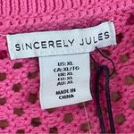 Sincerely Jules open knit Pink Sweater shirt sleeves Polo cotton blend Sz XL Photo 6