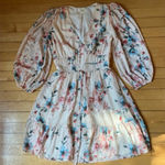 Shoshanna  Pink Floral Puffy Long Sleeve Mini Dress Photo 0