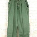 The Great Gunny Sack Pant Women 0 Green Floral Crop Trouser Paperbag Button Fly Photo 0
