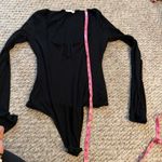 Good American  Stretch Jersey U Ring Bodysuit Long Sleeve Black- Size Medium (2) Photo 11