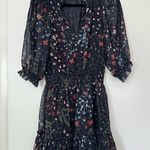 Joie  Shima Floral Puff Sleeve Dress Black Womens Small Photo 3