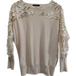 Joseph A Gold Floral Applique Sweater Gold Sequins Size XL Beige Holiday Glamour Photo 0