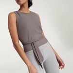 NWT CALIA Crop Wrap Sleeveless Tie Tank Top Dark Grey Taupe Yoga Athletic Sz XS Photo 0