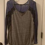 We The Free  Shirt Women's Gray Blue Long Sleeve Lacey Henley Top Size Unknown Photo 0
