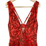 NWT Mandalay Kapok Red Beaded Feather Fringe Maxi Long Evening Gown Dress Size 4 Photo 1