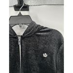 Juicy Couture  Velour Track Jacket Hooded Hoodie Full Zip Up Black Small‎ Photo 3