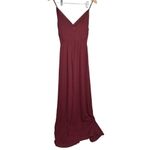 WAYF  Maroon Bridesmaid Maxi Wrap V-Neck Dress Size Small Photo 3