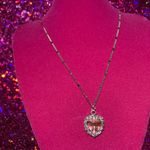 Baby Pink Heart Rhinestone Necklace Sterling Silver 925 Photo 9