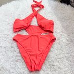 Wild Fable  Cross Front Halter Cutout One Piece Swimsuit Coral Pink Size‎ medium Photo 2