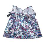 Island Escape Womens Full Bust Support Underwire Tankini Swim Top White Blue 6 Purple Photo 3