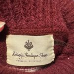 Red and White Cowl Neck Sweater with Ribbed Detailing Photo 1