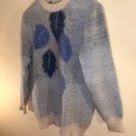 Beautiful Cream Vintage Leaves 1970s Fluffy Icelandic Sweater by Iceware S/M Blue Size M Photo 2