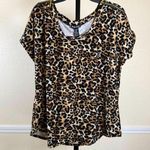 Animal Print Stretchy Casual Y2K Statement Blouse Top 3X Leopard Trendy Bold Brown Photo 0