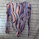 Princess Polly  Purple Swirl Pattern Long Sleeve Bodysuit Cut out‎ Detail Size 4 Photo 2