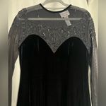 Vintage Black Velvet Beaded Evening Dress 12 Photo 3