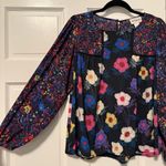 FOR THE REPUBLIC Floral Patchwork Long Sleeve Blouse Black Pink Small Photo 3