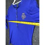 Ralph Lauren LAUREN  WOMENS KNIT BEADED LOGO 3/4 SLEEVE BLOUSE TOP BLUE SZ LARGE Photo 6