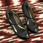 Y2K Black Wingtip Whimsygoth Gothic schoolgirl leather Mary jane heels pumps oxford preppy plaid dark academia office siren core chunky platform round toe Photo 0