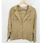 Chico's  Soybean Fiber Cream Tan Printed Button Down Light Jacket Shirt Large Photo 0