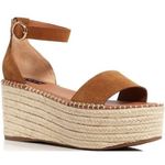 AQUA Womens Ria Suede Ankle Platform Espadrilles in brown suede. Photo 0