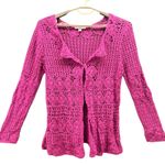 Liz Claiborne  Vintage Crochet Boho Cardigan‎ Pink Medium Photo 0