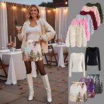 Chicwish Womens soft heart shaped balls Thick open Cardigan Sweater ivory cream Photo 5