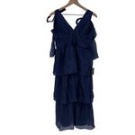 Lulus Navy Blue Tiered Ruffle V Neck Midi Dress Women's Size L Photo 1