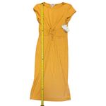 Velvet Golden Yellow Torch Long Fitted Dress Size Large NEW Photo 4