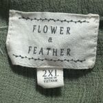 Flower & Feather Green Crepe Embroidered Blouse Peasant Boho Milk Maid 2XL Size undefined Photo 6