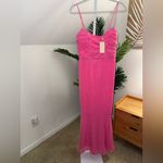 Hutch  Anthropologie Tylia Maxi Dress Barbie‎ Pink Ruched Bodice Sequined 4 NWT Photo 2