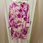 Soma COOL NIGHTS Kimono Short tie up soft Robe Size L/XL floral pink white Purple Photo 5