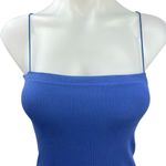 ZARA Womens Blue Ribbed Square Neck Sleeveless Cami Tank Bodycon Midi Dress Sz M Photo 2