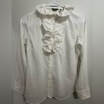 Eddie Bauer  White Ruffled Button Down Shirt Size XSP Photo 1