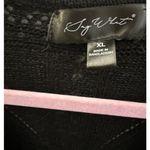 Vintage Black Cropped Crochet Open Knit S/S Sweater Y2K Festival Size XL Photo 3