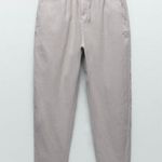 ZARA  Ecru Neutral Tan Baggy Tapered Ankle Fine Corduroy Pants size 8 Photo 3