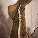 Strenesse Blue suede tall boots lace up wedge rubber sole whitish faux fur 9 Photo 3