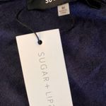 Sugar Lips NWT  V Neck Navy Blue Lace Top Photo 4