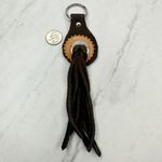 Soft Brown Leather Fringe Western Concho Twin Falls Idaho Boho Keychain Keyring Photo 1