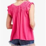 Free People  Pink Off-Shoulder Blouse Womens Size Medium ruffle neckline Photo 1