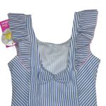 Ruffle Butts Girls' Seersucker Blue‎ Stripe Waterfall One Piece Size 8 UPF 50+ Blue Photo 5