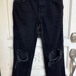 We The Free Black Distressed Ripped High Rise Straight Leg Denim Jeans Size 24 Photo 0