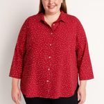 Catherines  Red White‎ Dots Long Sleeve Button Front Cotton Shirt 4X Photo 0